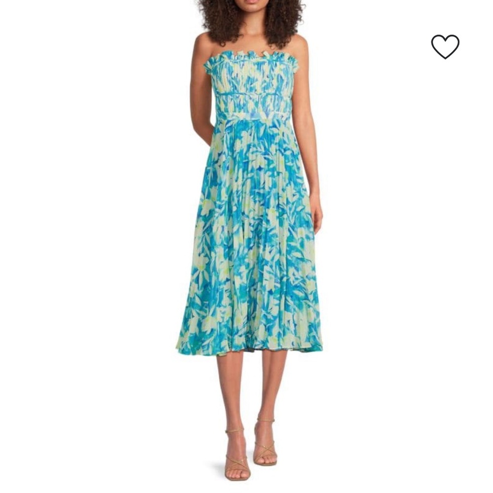 Amur Scottie Floral Strapless Dress- True Blue Pansy- Size 2